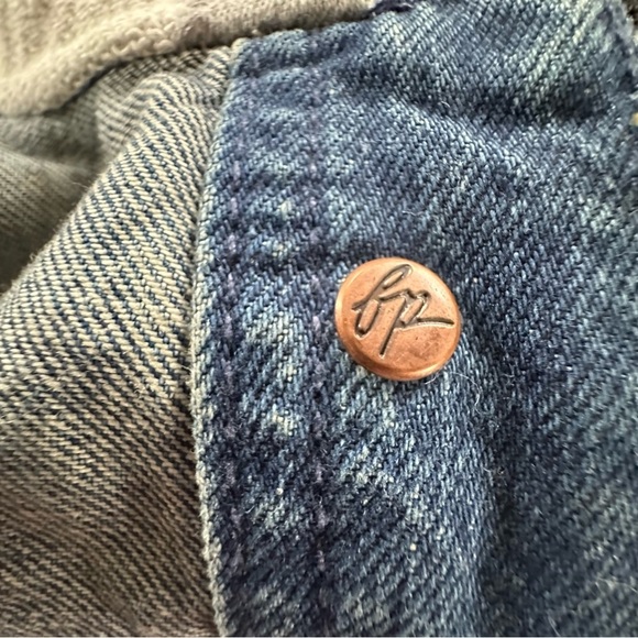 Free People FP We The free Women’s Knit Hoodie Distressed Denim Jacket Navy Sz S - Picture 9 of 17